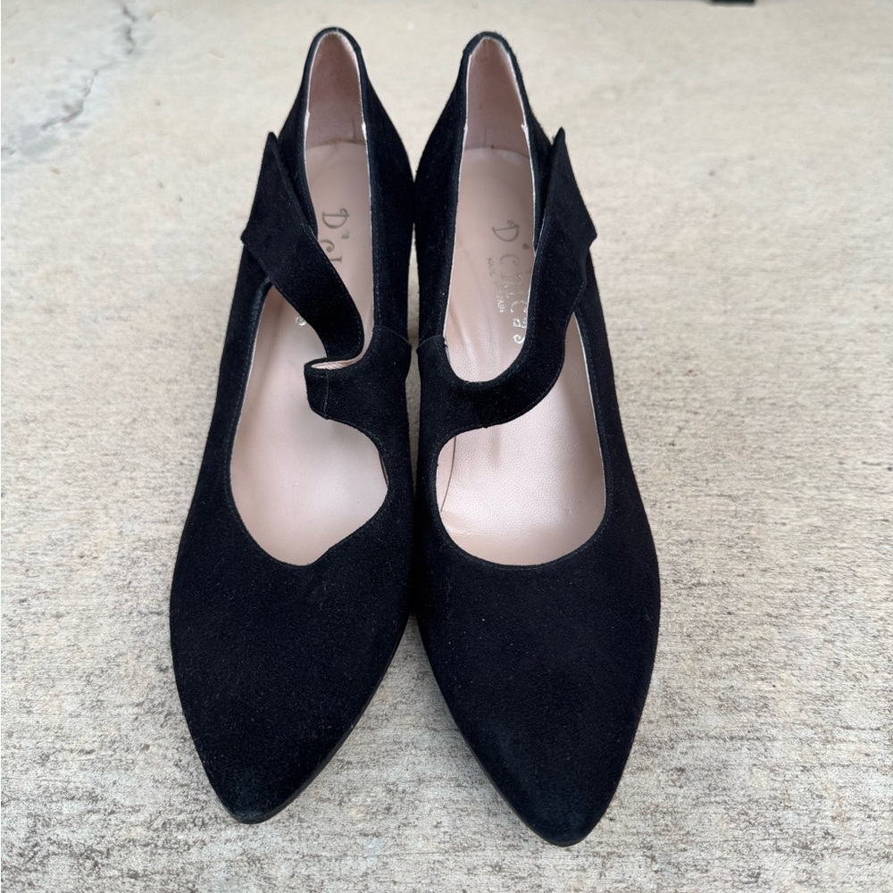 D’chicas Black Suede Pointed Toe Heels, made in Spain